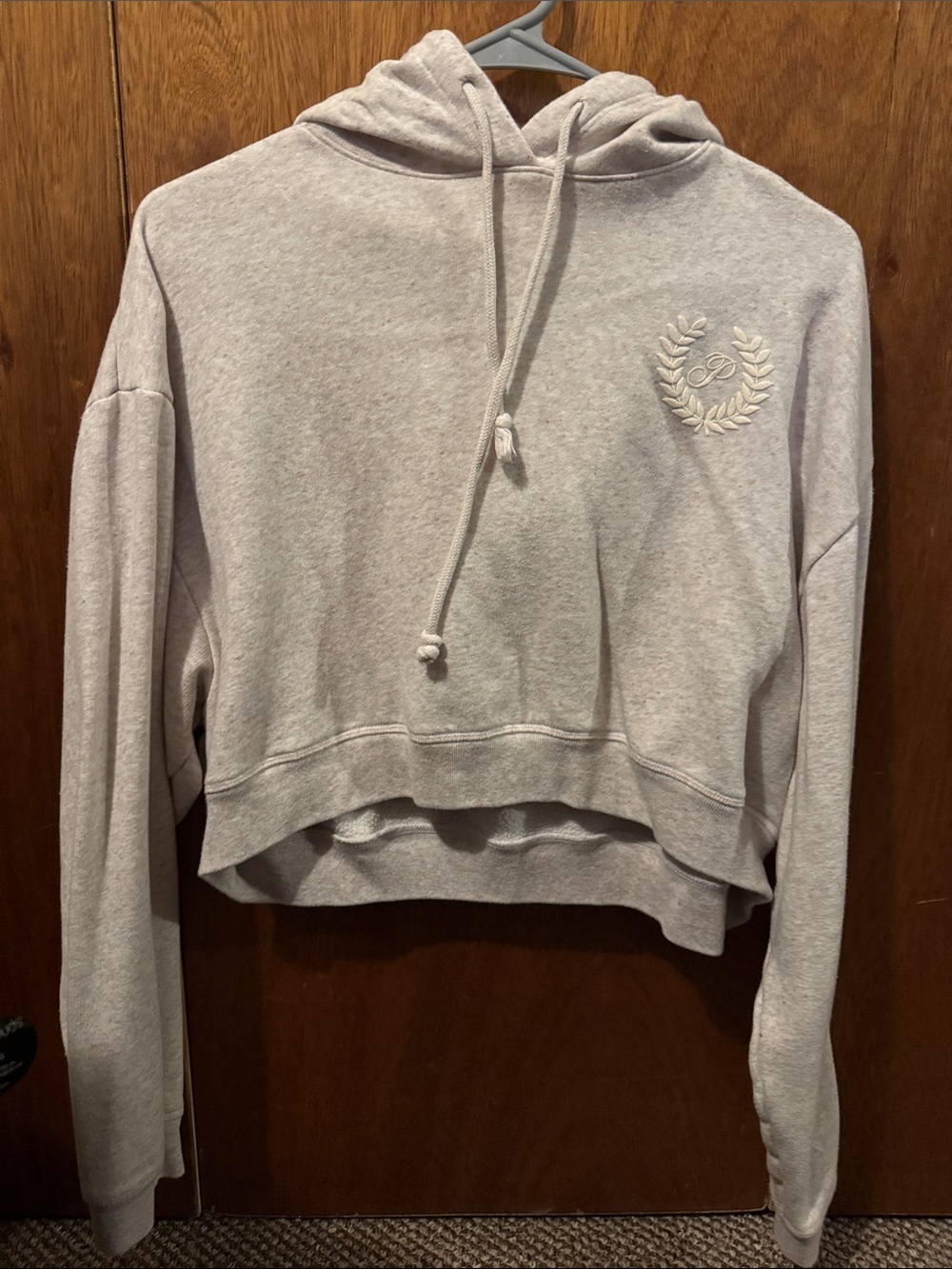 Cropped Light Gray PINK Women's Hoodie